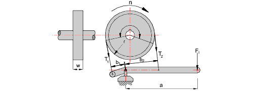 Differentiële band rem — original diagram from /calculators/e3_5e.htm